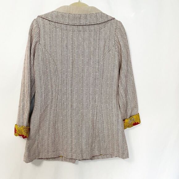 Tulle Anthropologie Pea Coat Fitted Tan Textured S - Picture 7 of 8